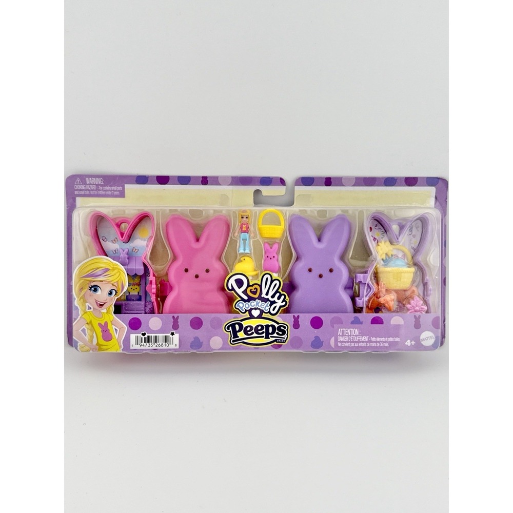 Polly‎ Pocket x Peeps Spring Bunny 2 Compacts Toy Gift Set Baskets New!